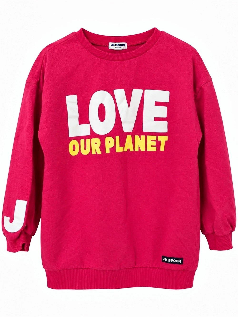 JELISPOON Love Our Planet sweatshirt Girls Size 130/64 US8 Years Pink Sweatshirt